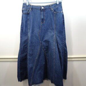 Ashley Stewart Womens Size 14 Denim Mermaid Maxi Skirt Side Zip NEW